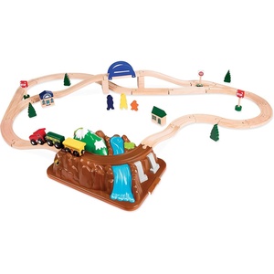 image:imageBattat  Railroad Set for Toddlers  Classic Wooden Train  Reversible Tracks amp Magnetic Cars  47Piece Train amp Town Playset  3 Years   Wild Ridge Train