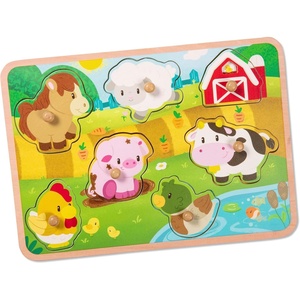 image:imageBattat  Wooden Number amp Shapes Puzzle  Puzzle n Learn  Educational Toy for Kids  2 YearsFarm Animals