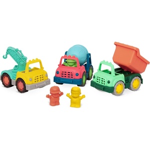 image:imageBattat Wonder Wheels Set of 3 Toy Trucks for Kids Toddlers  Dump Truck Cement Truck Tow Truck  Recyclable Materials Toy Characters Construction 1 Year 